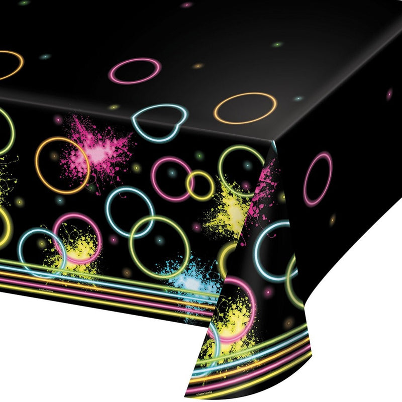 Creative Converting All Over Print Plastic Tablecover, Glow Party