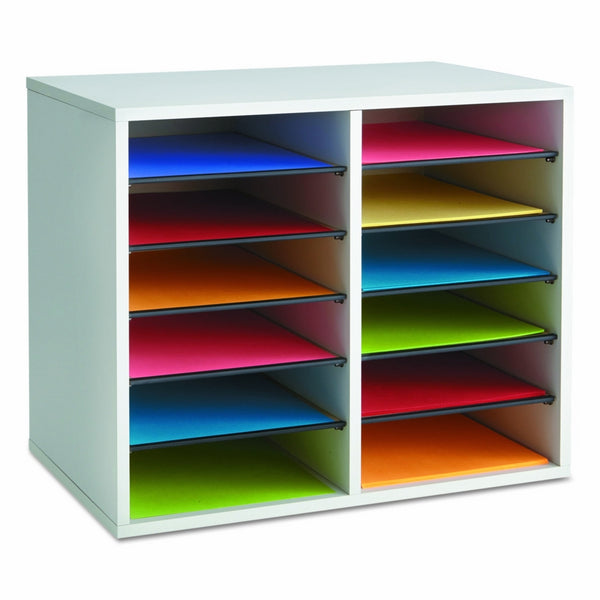 Safco Products 9420GR Wood Adjustable Literature Organizer, 12 Compartment, Gray