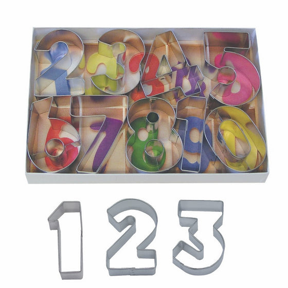 R&M International 1955 Numbers 2.5" Cookie Cutters with Cut-Outs, 9-Piece Set