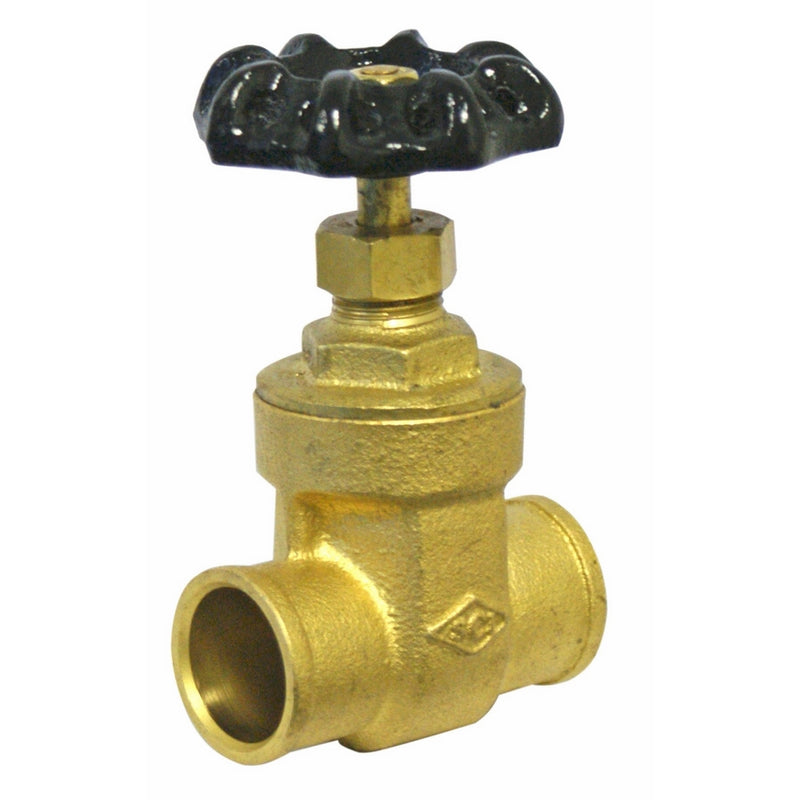 Smith-Cooper International 8502L Series Brass Gate Valve, Potable Water Service, Non-Rising Stem, Inline, 3/4" Solder End