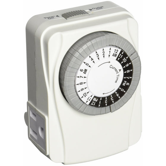 Power Zone TNI2423 Two Grounded Outlet 24 Hour Heavy Duty Mechanical Indoor Timer