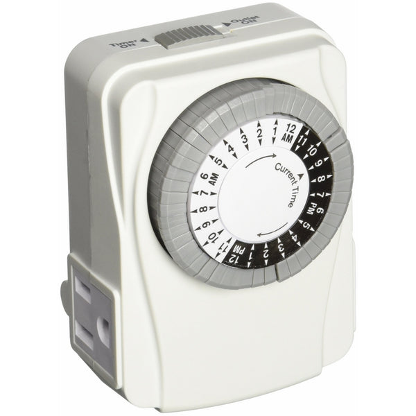 Power Zone TNI2423 Two Grounded Outlet 24 Hour Heavy Duty Mechanical Indoor Timer