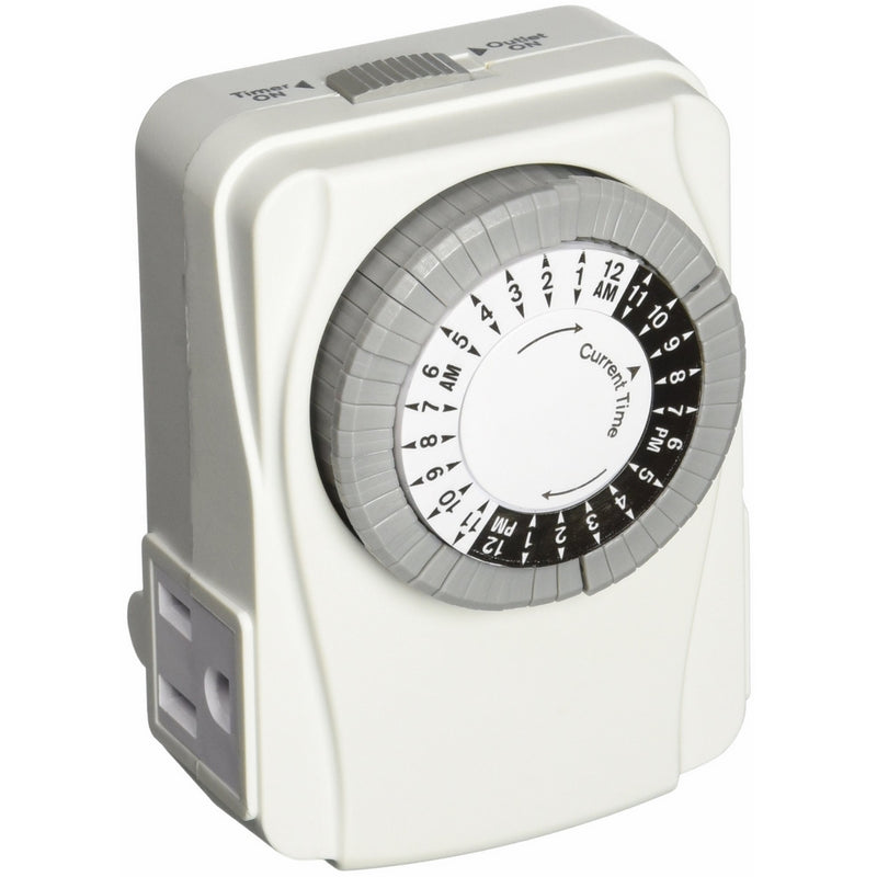 Power Zone TNI2423 Two Grounded Outlet 24 Hour Heavy Duty Mechanical Indoor Timer