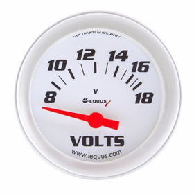 Equus 8468 2-5/8" Voltmeter, White with Aluminum Bezel