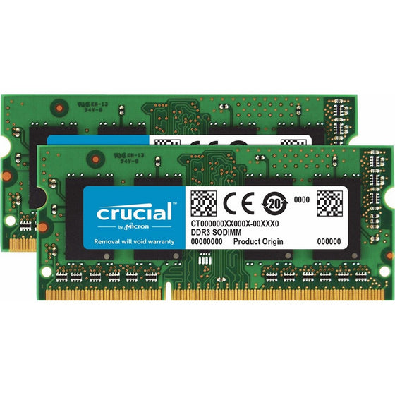 Crucial 16GB Kit (8GBx2) DDR3/DDR3L 1333 MT/s (PC3-10600) SODIMM 204-Pin Memory For Mac - CT2K8G3S1339M