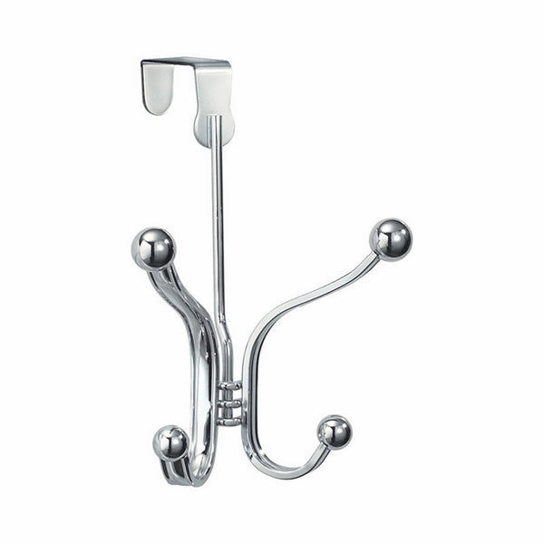 InterDesign York Lyra Over Door Organizer Hooks for Coats, Hats, Robes, Clothes or Towels – 2 Dual Hooks, Chrome