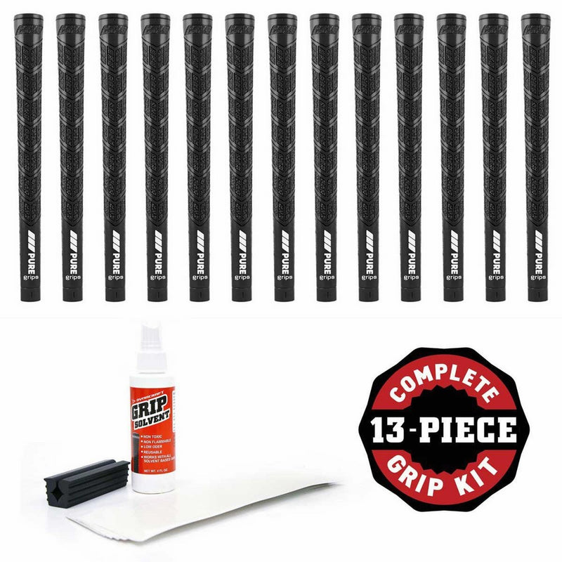 Pure Grips DTX Grip Kit with Tape, Solvent and Vise Clamp (13-Piece), Midsize, Black