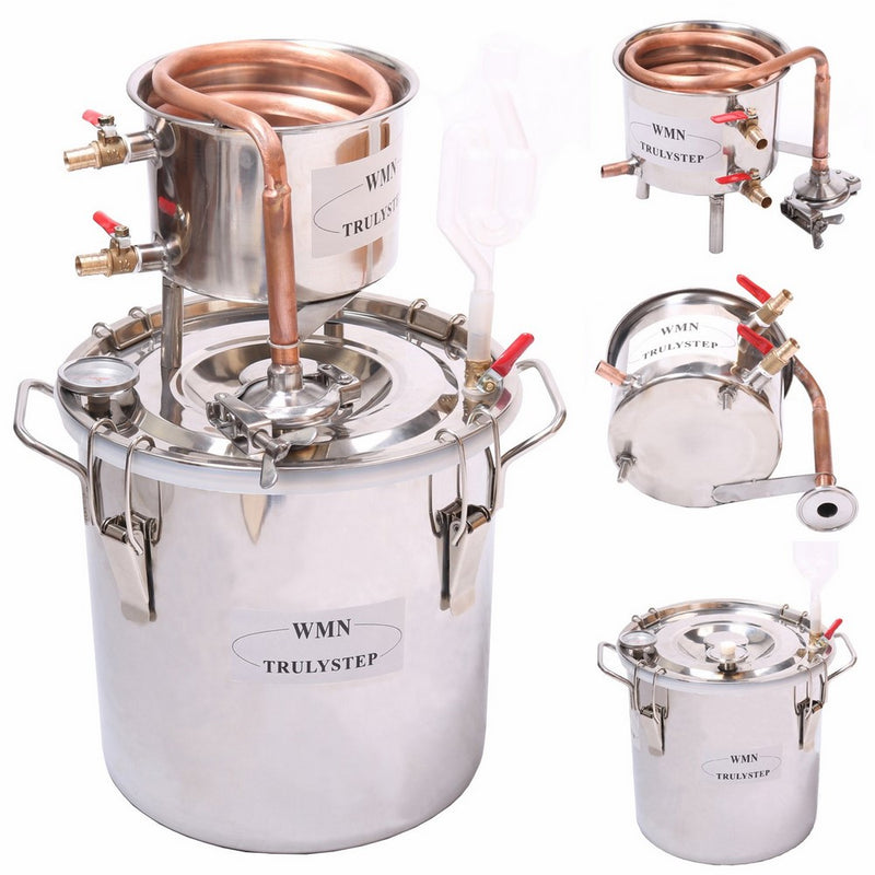 DIY 2 Gal 10 Liters Home Distiller Moonshine Alcohol Still Stainless Boiler Copper Thumper Keg