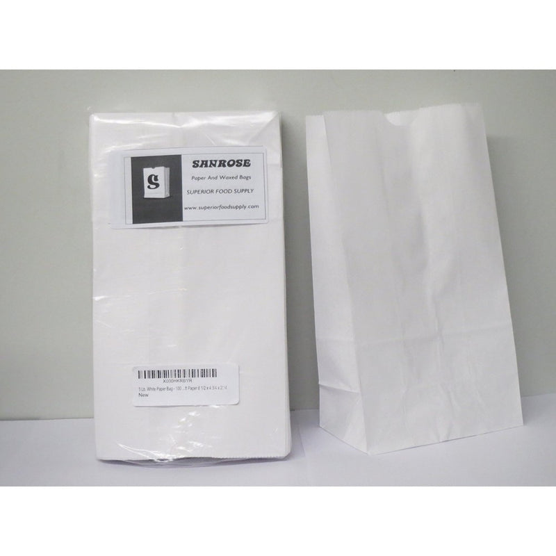 2 lb. white paper bag- appx. 8'' x 4.3'' x 2.5 '' appx.- 100/ pack