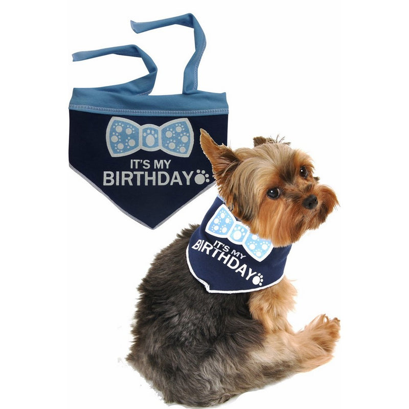 I See Spot It's My Birthday Large Pet Bandana Scarf in Navy