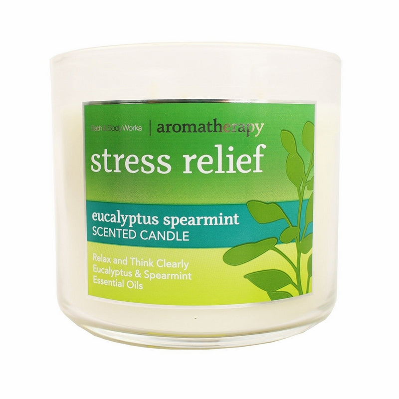 Bath and Body Works 3-wick Limited Edition Candle AROMATHERAPY COLLECTION (Stress Relief - Eucalyptus Spearmint)