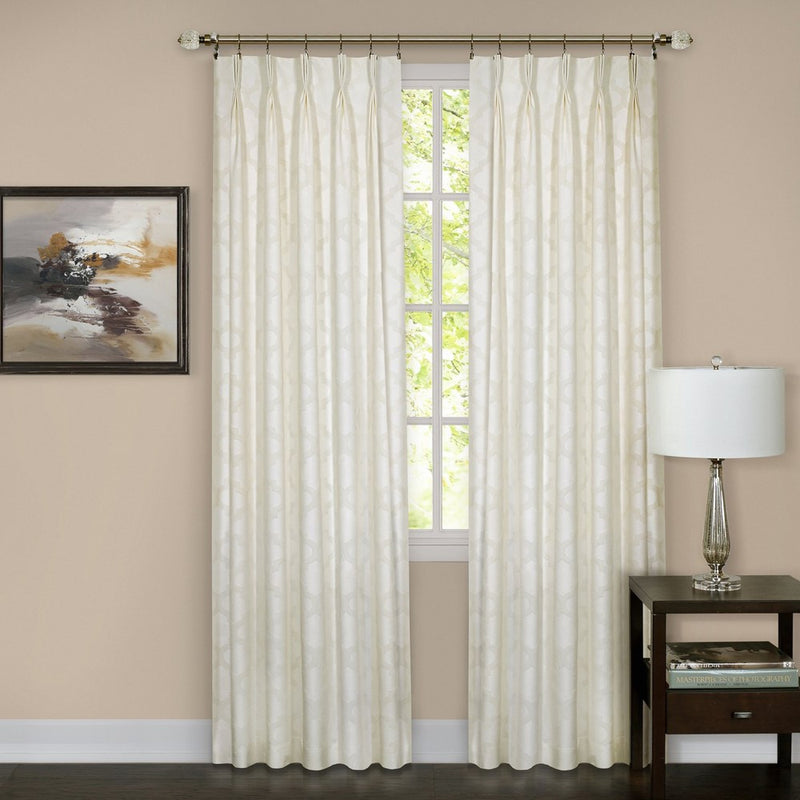 Achim Home Furnishings Windsor Pinch Pleat Pane, 34 by 63", Ivory