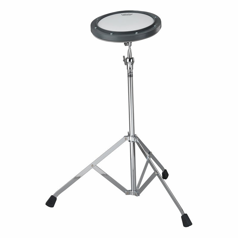 Remo RT-0010-ST 10" Gray Tunable Practice Pad with Ambassador Coated Drumhead and ST-1000-10 Stand