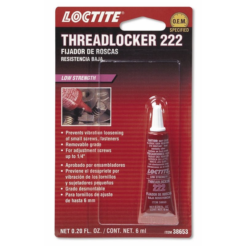 Loctite 555339 222 Purple Low Strength Thread Locker Tube, 6-milliliter