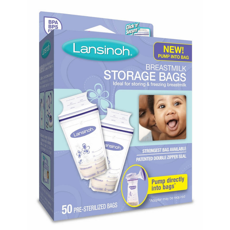 Lansinoh Breastmilk Storage Bags, 50 Count convenient milk storage bags for breastfeeding