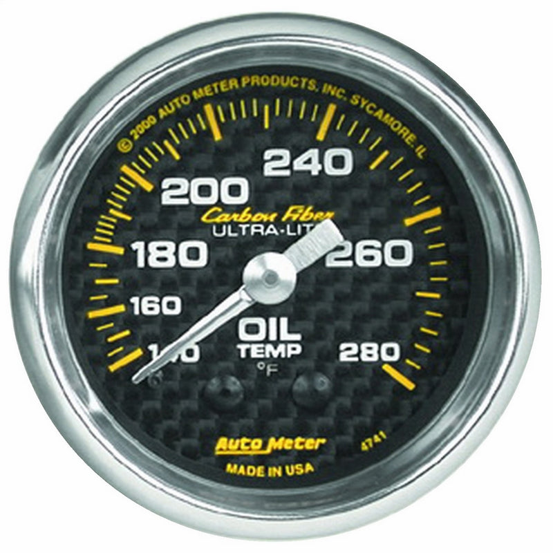 Auto Meter 4741 Carbon Fiber Mechanical Oil Temperature Gauge