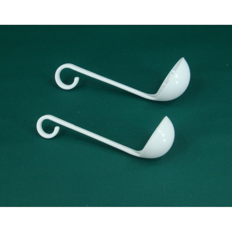 Set of 2 Mini white plastic ladles 3/4, 1 ounce