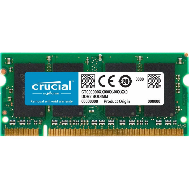 Crucial 4GB Single DDR2 800MHz (PC2-6400) CL6 SODIMM 200-Pin Notebook Memory Module CT51264AC800