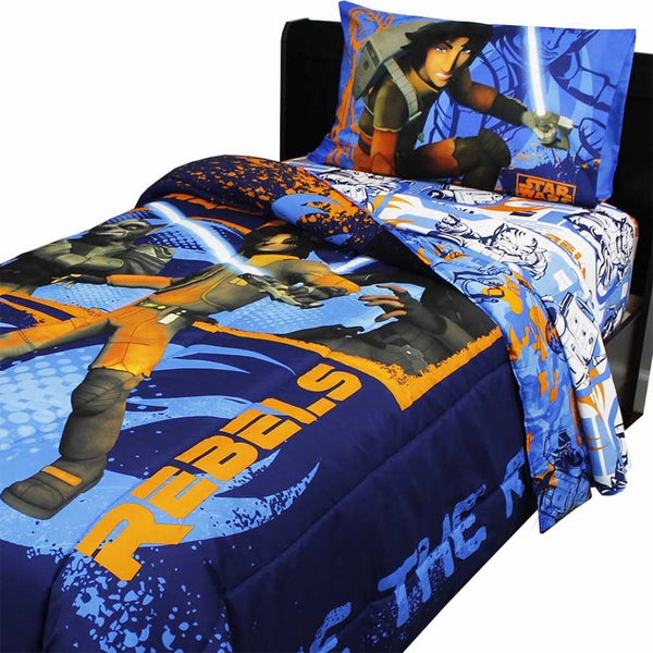 4pc Star Wars Twin Bedding Set Rebels Fight Comforter and Sheet Set