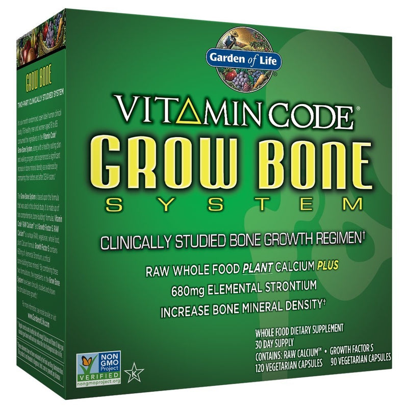 Garden of Life Raw Calcium Supplement - Vitamin Code Grow Bone System Whole Food Vitamin with Strontium, Vegetarian