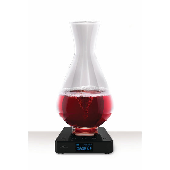 vSpin / Spiegelau Active Wine Decanter - Hand Assembled 100% Lead-free German Crystal – Electric Wine Aerator set – Original Patented Decanting Carafe – Elegant Wine Gift Luxury Wine accessories