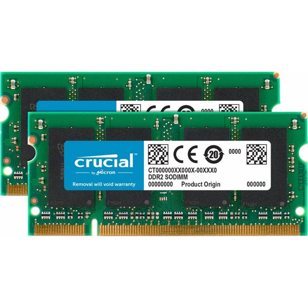 Crucial 4GB Kit (2GBx2) DDR2 667MHz (PC2-5300) CL5 SODIMM 200-Pin Notebook Memory Modules CT2KIT25664AC667 / CT2CP25664AC667