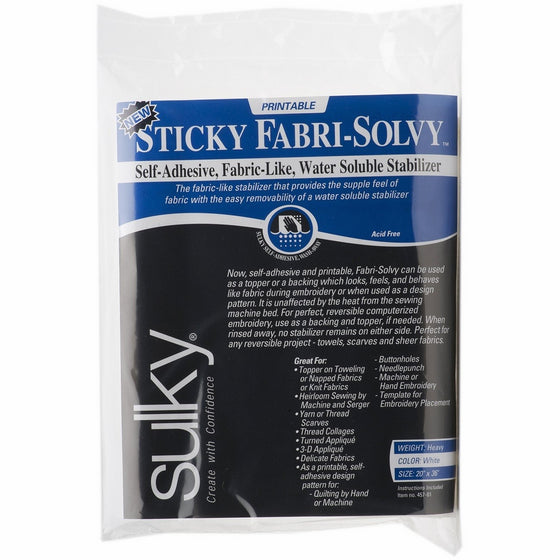 Sulky Sticky Fabri-Solvy Stabilizer 20"X36"