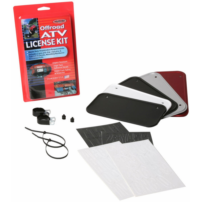 Hardline Products 2341B ATV License Plate Kit, Black Plastic