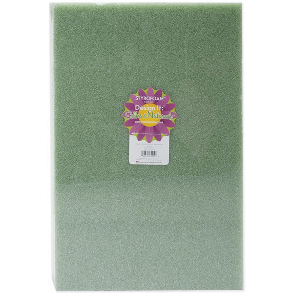 Floracraft Styrofoam Block, 18 by 12 by 2-Inch, Green, 1-Pack