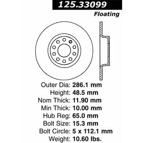 Centric 125.33099 Rear Disc Brake Rotor