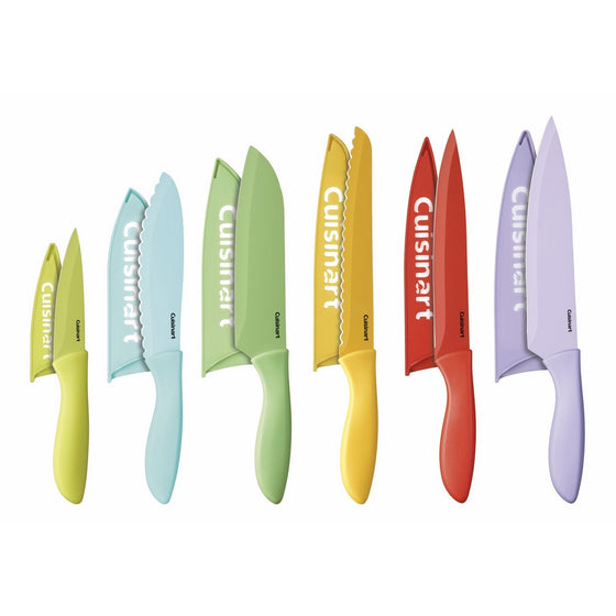 Cuisinart C55-12PCER1 Advantage Color Collection 12-Piece Knife Set with Blade Guards, Multicolored