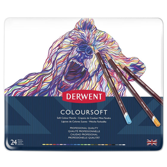 Derwent Colored Pencils, ColourSoft Pencils, Drawing, Art, Metal Tin, 24 Count (0701027)