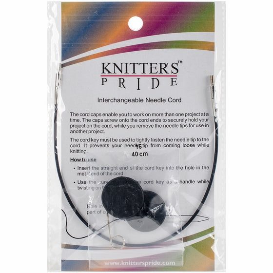Knitter's Pride Interchangeable Cords 8" (16" w/tips), Black