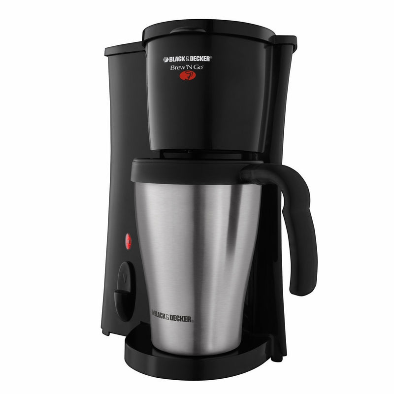 BLACKDECKER Brew 'n Go Personal Coffeemaker with Travel Mug, Black/Stainless Steel, DCM18S