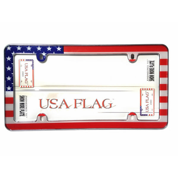 Cruiser Accessories 23003 USA Flag License Plate Frame, Chrome