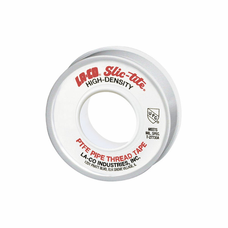 LA-CO 44088 Slic-Tite PTFE Pipe Thread Tape, Premium Grade [600" Length, 1" Wide], White