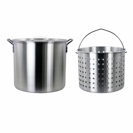 CHARD ASP42 Aluminum Stock Pot and Perforated Strainer Basket Set, 42 Quart