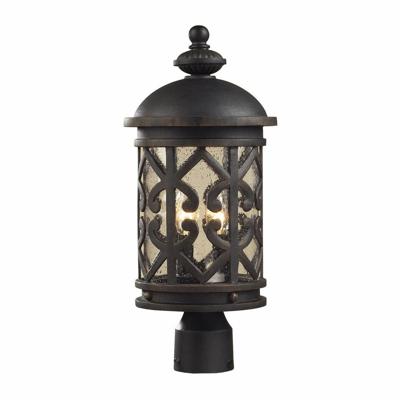 Cornerstone Lighting 7202EP/71 Thomas Lighting Tuscany Coast 2-light Exterior Post Lamp, 9" x 9" x 19", Weathered Charcoal