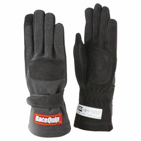 RaceQuip 355003 355 Series Medium Black SFI 3.3/5 Two Layer Racing Gloves