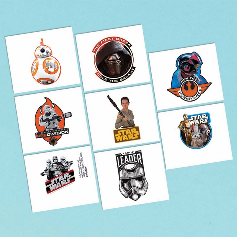 Amscan Star Wars Episode Vll Tattoo Favors (16 Pack), Multicolor