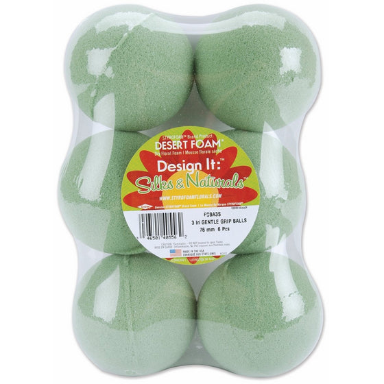 Floracraft Dry Foam Ball, Green, 3-Inch, 6-Pack