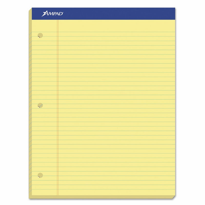Ampad Evidence Pad, Dual College Ruled, Size 8.5 x 11.75 Inches, Canary Paper, 100 Sheets Per Pad (20-223)
