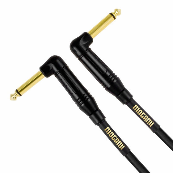 Mogami GOLD INSTRUMENT-01RR Guitar Pedal Effects Instrument Cable, 1/4" TS Male Plugs, Gold Contacts, Right Angle Connectors, 10 Inch