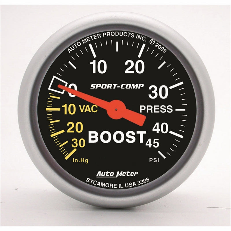 Auto Meter 3308 Sport-Comp Mechanical Boost/Vacuum Gauge