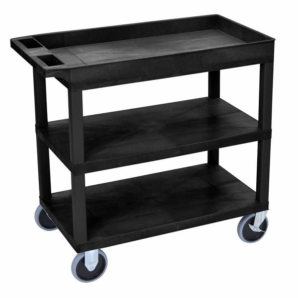 LUXOR EC122HD-B Cart, 2 Flat with 1 Tub Shelf, 18" x 32", Black