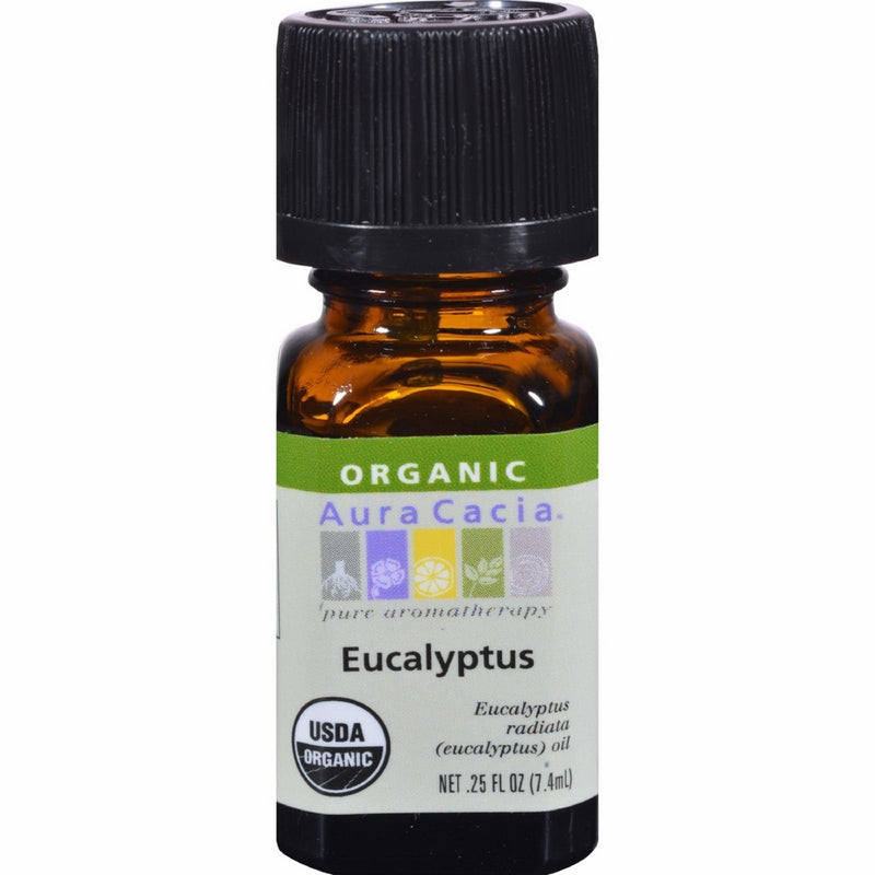 Aura Cacia Essential Organic Oil, Eucalyptus, 0.25 ounce