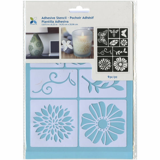 Momenta ST-252-25232 Adhesive Stencil, 6" by 8", Flowers and Bugs