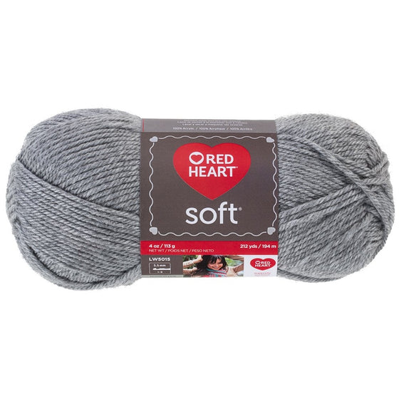 Red Heart Soft Yarn, Light Gray Heather (E728.9440)