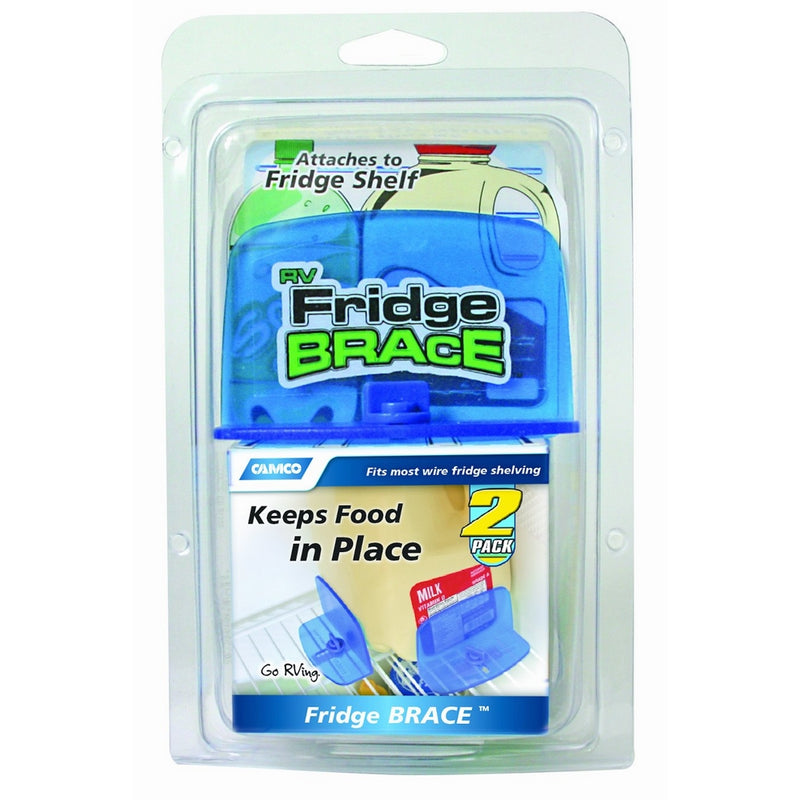 Camco RV Fridge Brace -Holds Food and Drinks in Place During Travel, Prevents Messy Spills Perfect For RVs, Boats, Camping and More - (2 Pack) (44033)
