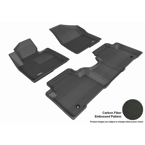 3D MAXpider L1HY01701509 Complete Set Custom Fit All-Weather Floor Mat for Select Hyundai Santa Fe Models - Kagu Rubber (Black)